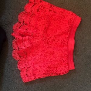 coral lace shorts